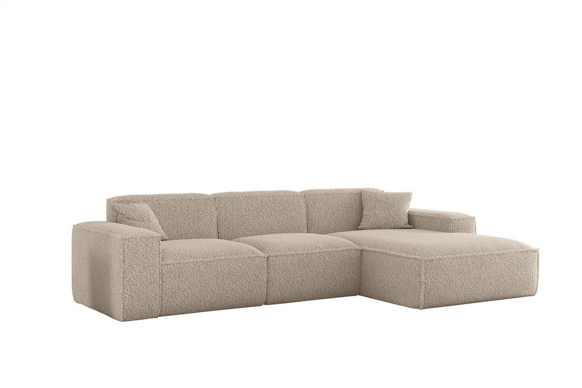 ECKSOFA Celes Premium In Sven - Hellbraun, Holzwerkstoff/Textil (266/165cm) - Fun Möbel