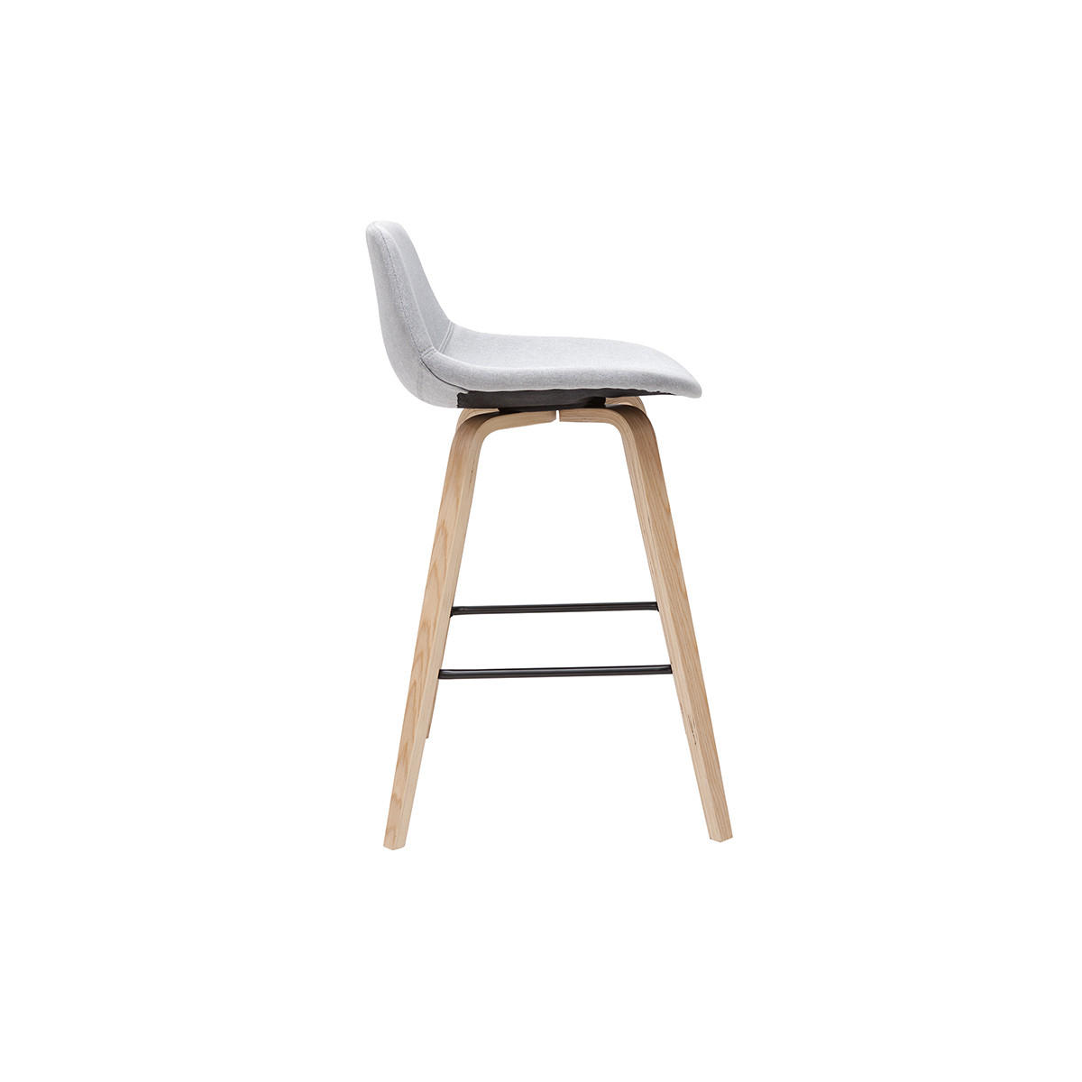 BARHOCKER Hellgrauer Stoff H65 cm 2er-Set NONIE - Hellgrau, Textil (50/85.5/49cm) - Miliboo