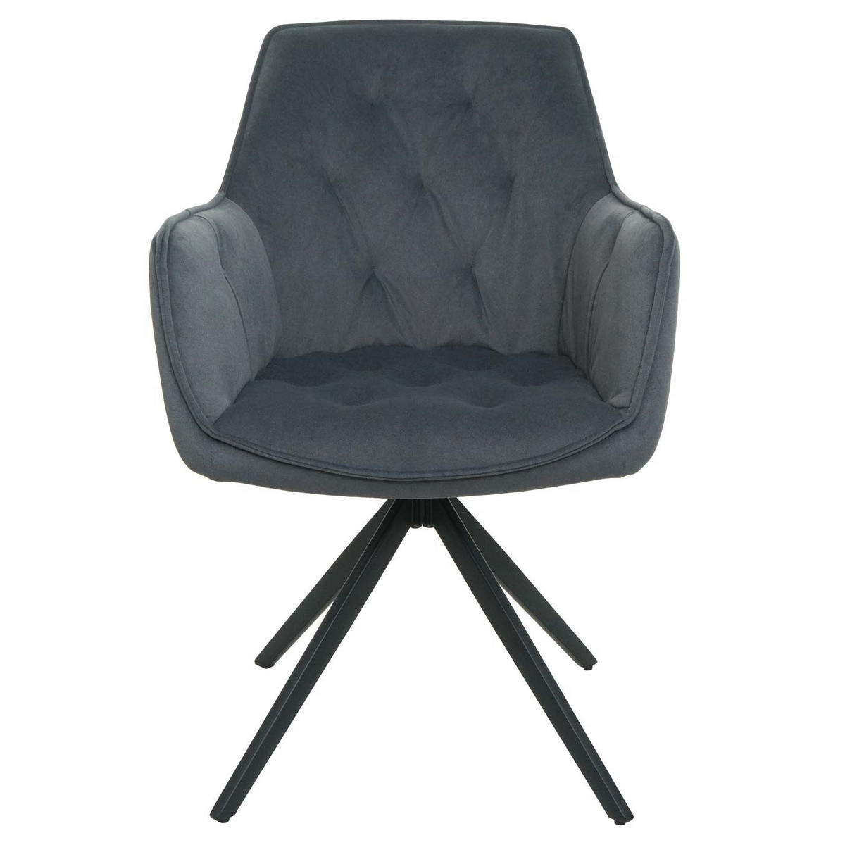 ESSZIMMERSTUHL 2er-Set 87x55x60cm Sitzhöhe 48cm Metall Stoff/Textil Anthrazit - Anthrazit, Textil (55/87/60cm) - CHEFGASTRO