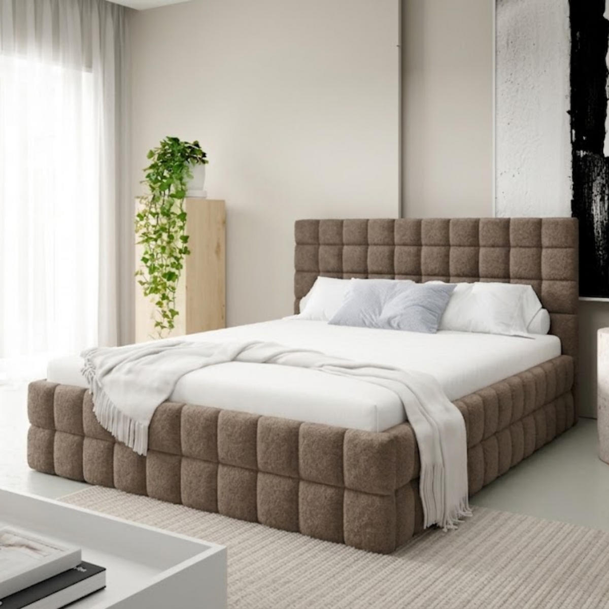 POLSTERBETT mit Stauraum 160x200 cm in Braun - Braun, Metall (160/200cm) - Home Collective