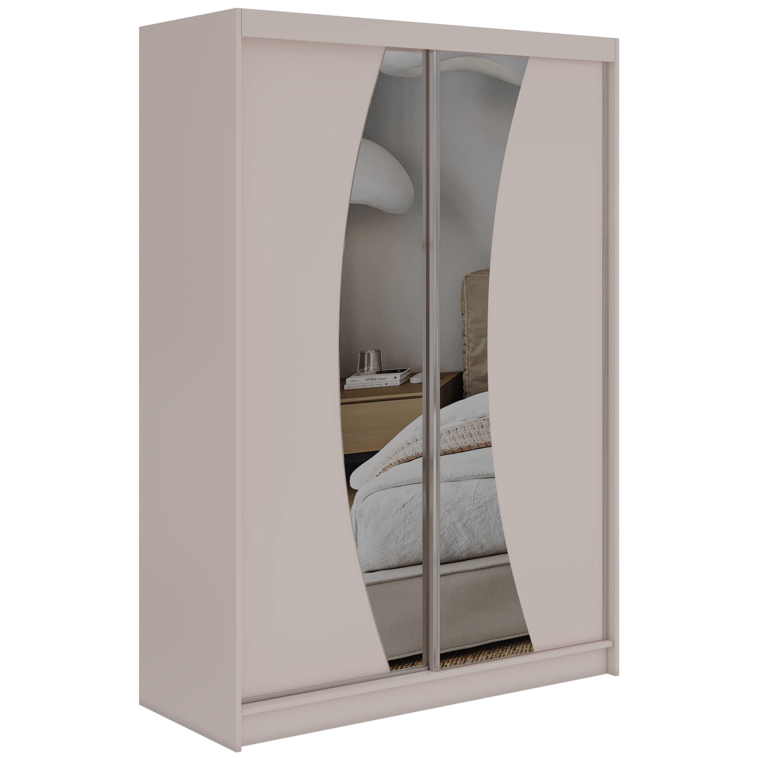 SCHWEBETÜRENSCHRANK 150 - VERONA - Kaschmir mit Spiegel - Kaschmir/Alufarben, Holzwerkstoff/Metall (150/216/61cm) - MKS