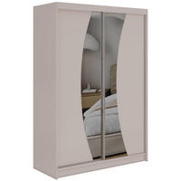 SCHWEBETÜRENSCHRANK 150 - VERONA - Kaschmir mit Spiegel - Kaschmir/Alufarben, Holzwerkstoff/Metall (150/216/61cm) - MKS
