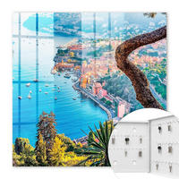 SCHLÜSSELBOX Weiß 30x30 cm – Türöffnung nach rechts - Ferienlandschaft - Blau, Metall (30/30/5cm) - TULUP