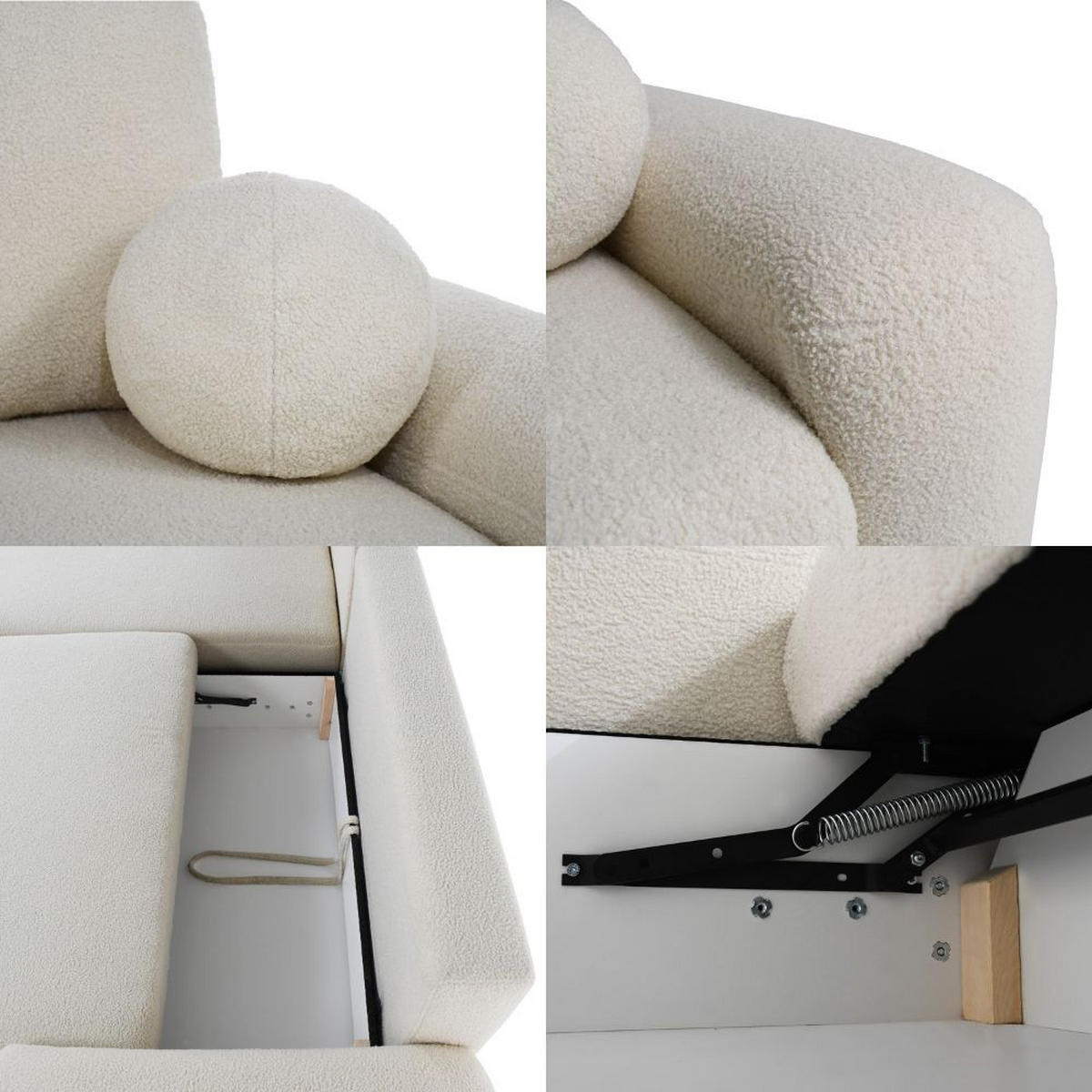 ECKSCHLAFSOFA Noel mit universelle Ottomane, Beige - Beige/Schwarz, Textil (280/163cm) - Beautysofa