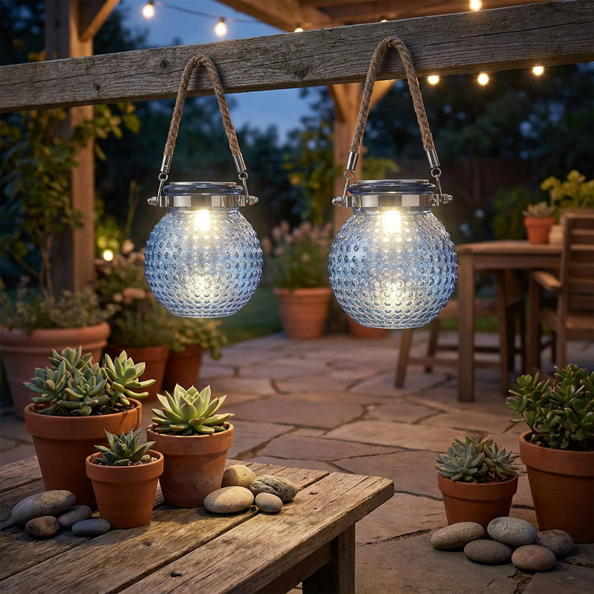 2X LATERNE Glas Klar Solar-LED H 12,5 cm - Klar, Glas (10.5/10.5/12.5cm)
