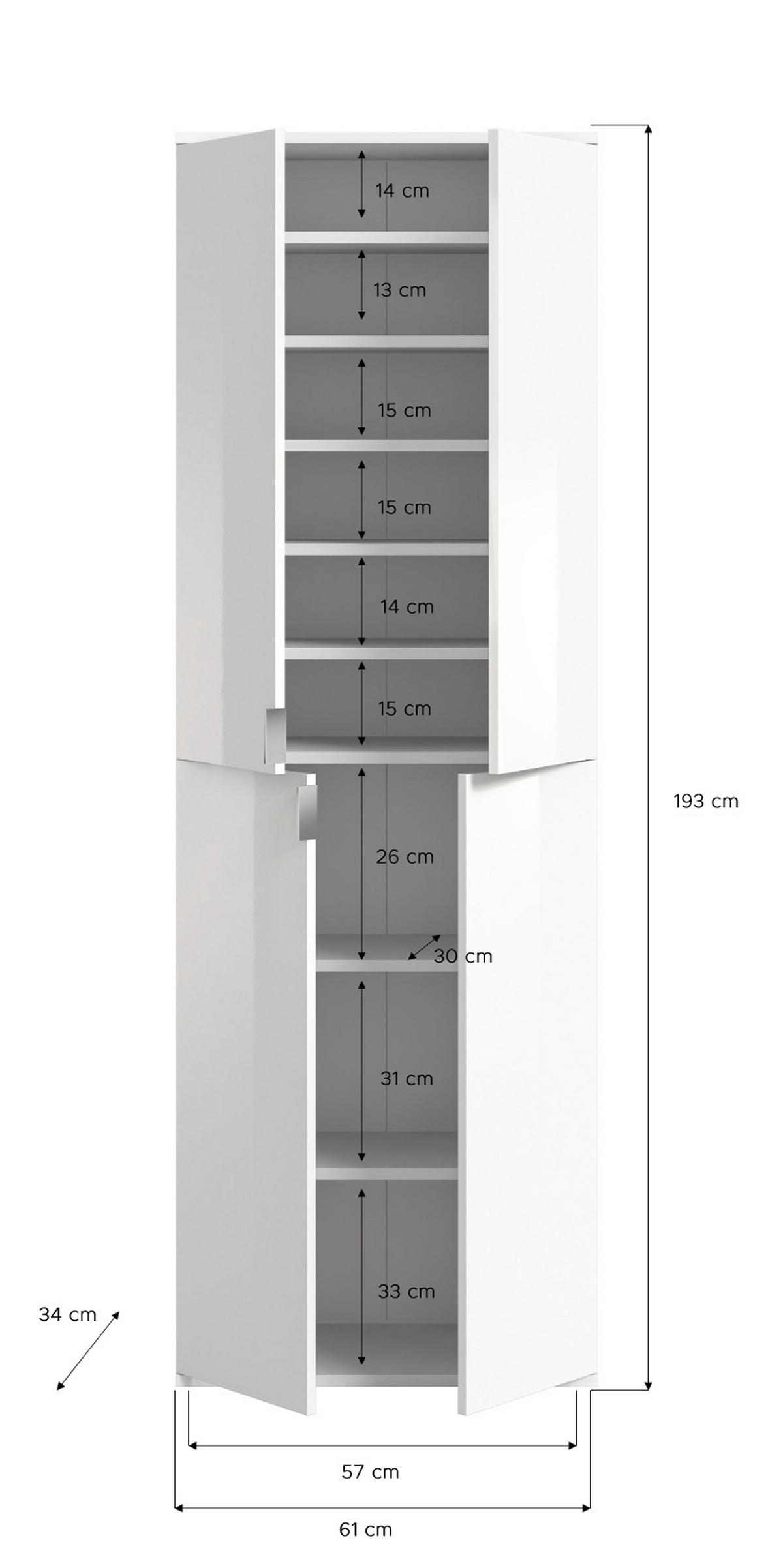 GARDEROBENSCHRANK Eiche Artisan 91 cm, Flurschrank mit flexibler Inneneinteilung - Schwarz/Eiche Artisan, Holzwerkstoff/Metall (91/193/34cm) - Inn.Furn