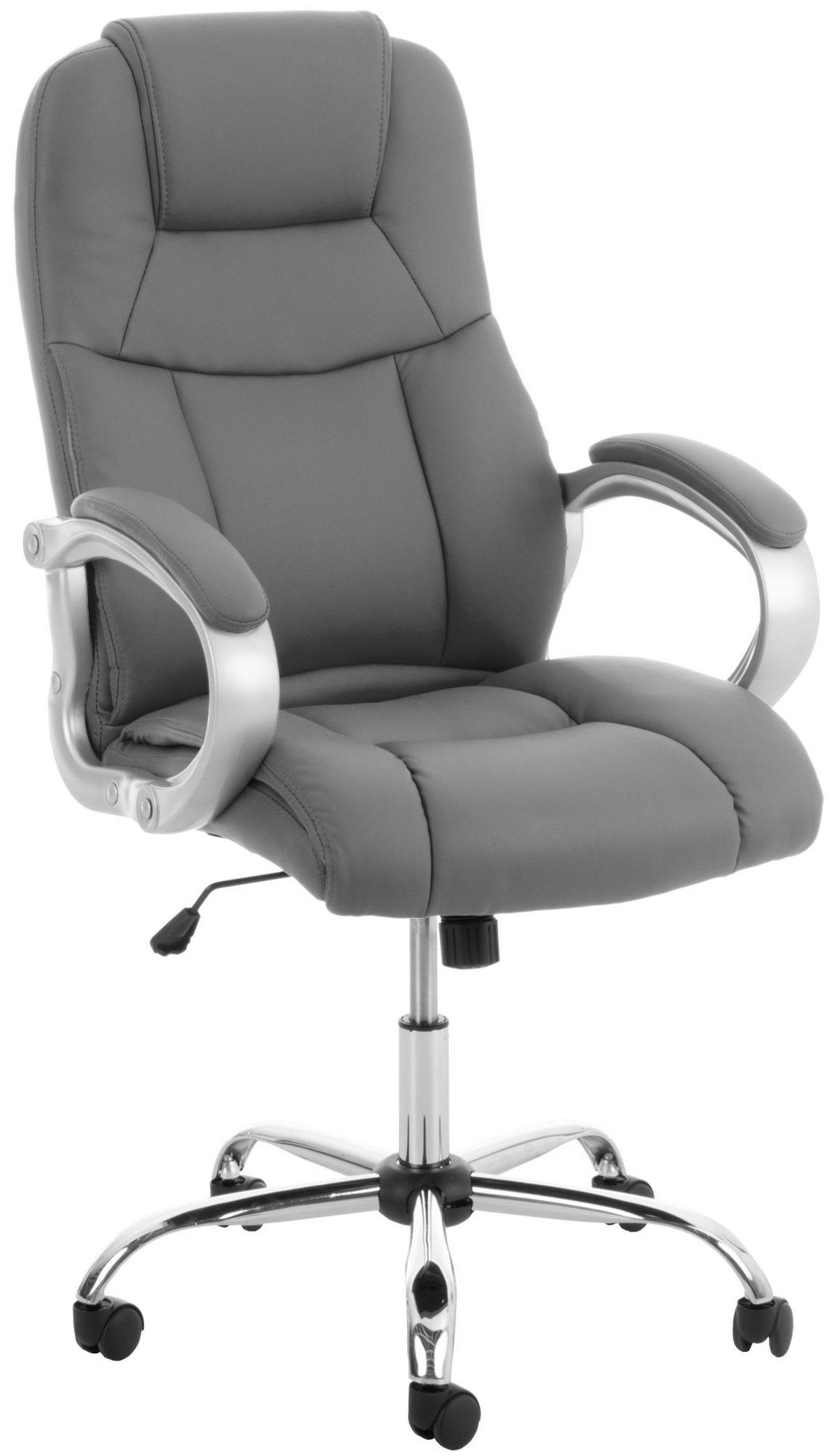 CHEFSESSEL Lederlook Grau - Chromfarben/Grau, Textil/Metall (66/113/70cm) - CLP