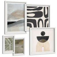 BILDER SET 5er Set - 50x50 cm & 20x30 cm & 40x60 cm Weißer Rahmen - Gemalte abstrakte Dekorationen - Weiß, Kunststoff (40/60cm) - TULUP