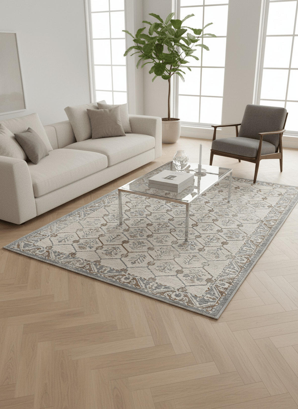 DESIGN-TEPPICH aus recycelten Fasern grau - Grau, Textil (120/170cm) - AFK Living