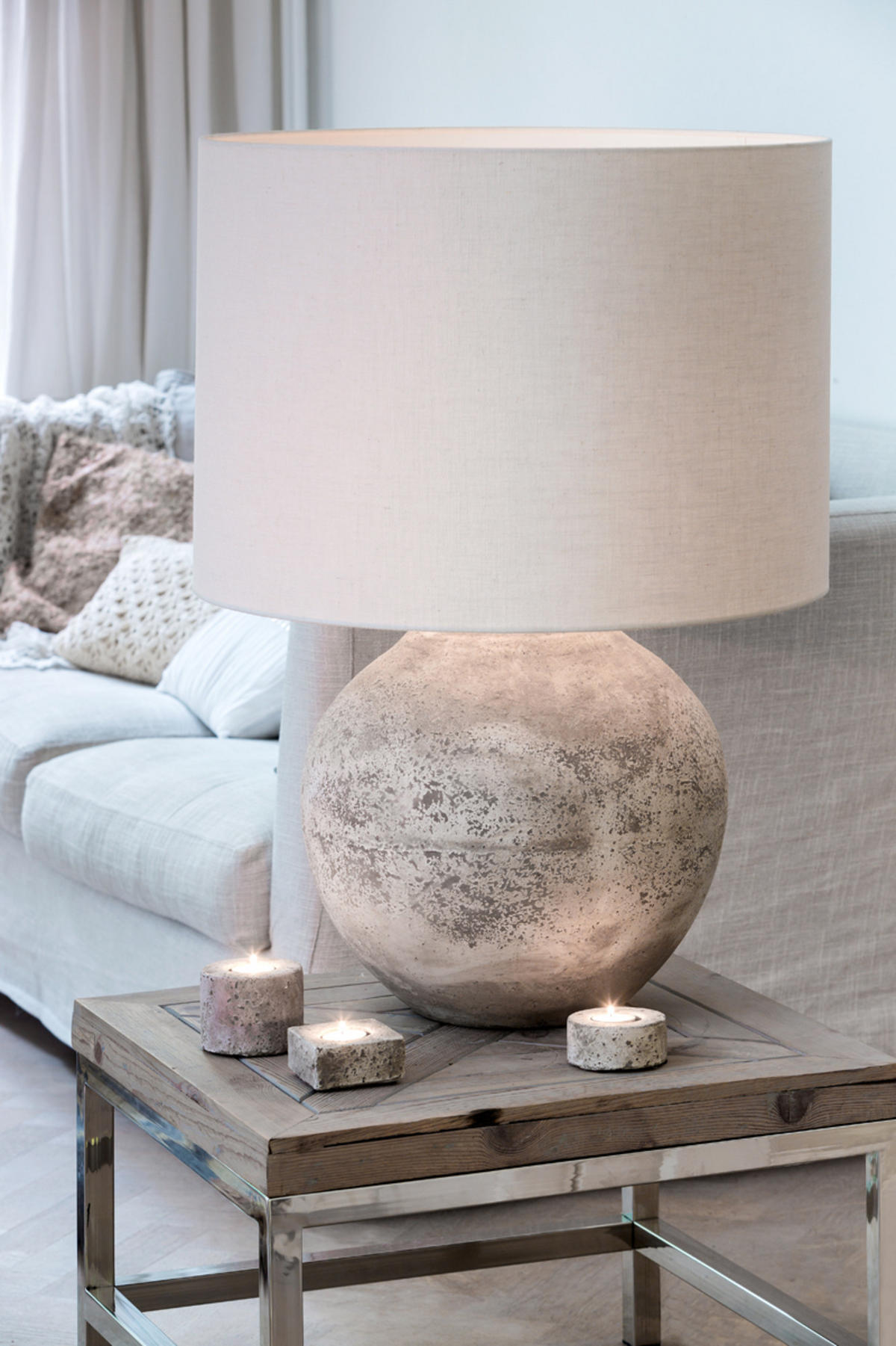 LAMPENSCHIRM Livigno Weiß Ø40/30 cm - Weiß, Textil (40/40/30cm) - Light & Living