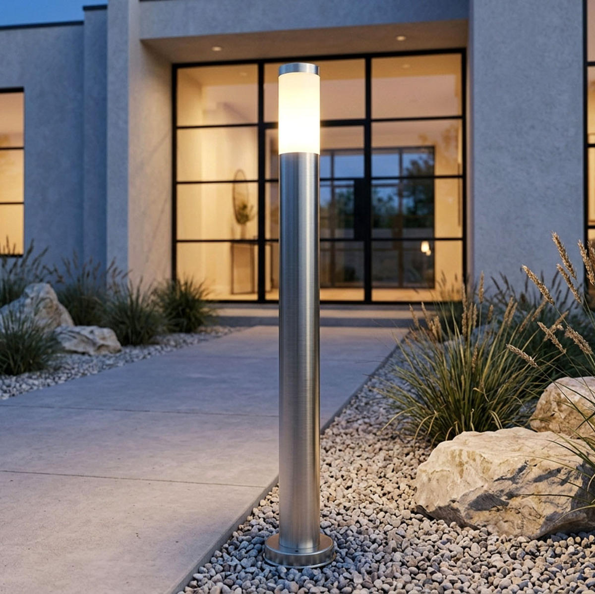 LED AUSSENSTEHLAMPE Edelstahl Silber - Silberfarben, Kunststoff (7.8/7.8/110cm) - Globo Lighting