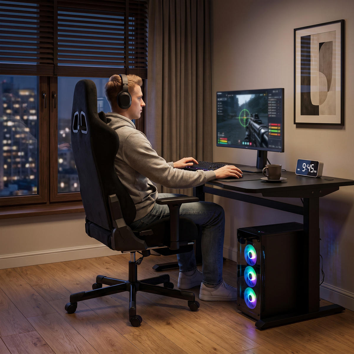 GAMING-STUHL Schwarz 73.0/70.5/137.5 cm - Schwarz, Textil (70.5/137.5/73cm)