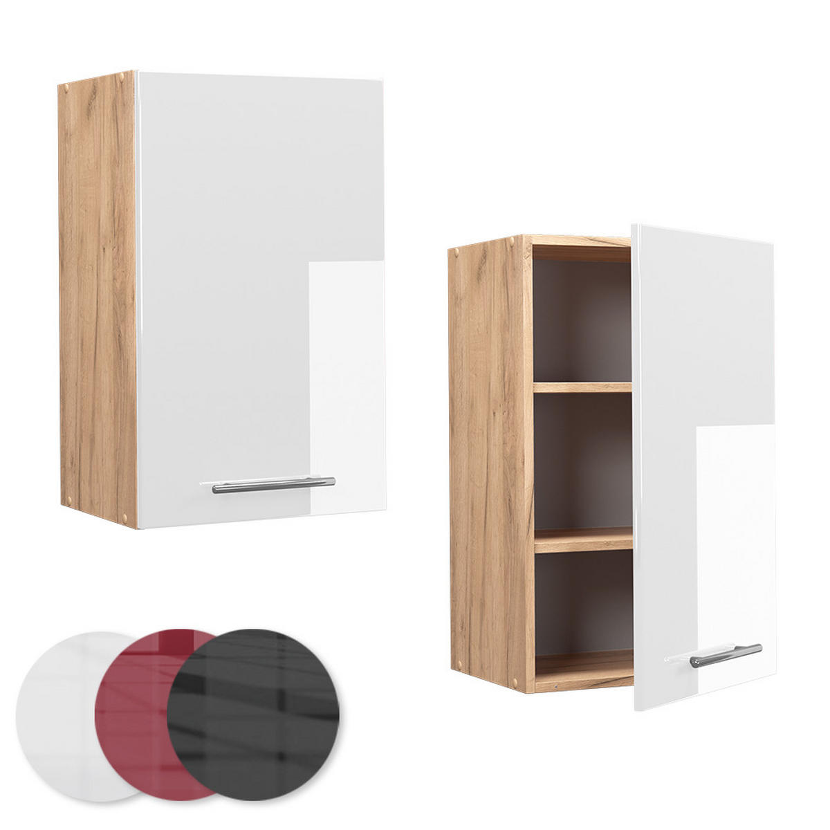 HÄNGESCHRANK Fame-Line Weiß Hochglanz 45 cm - Honigeiche/Weiß Hochglanz, Holzwerkstoff (45/72/34.1cm) - Vicco