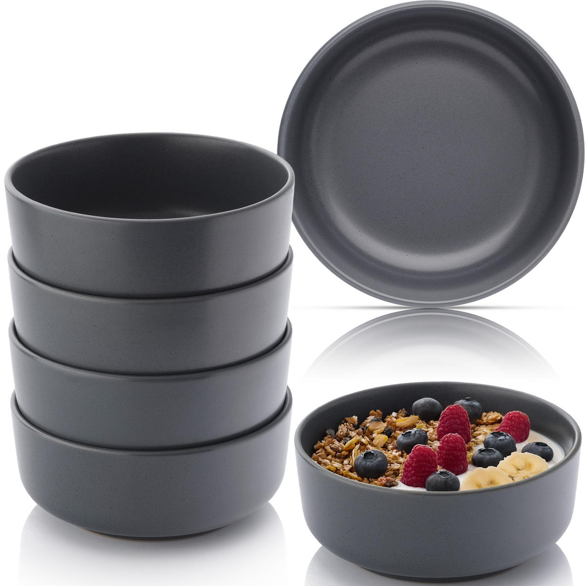 SCHALEN LEEDS NIGHTSKY - 6 teilig aus Steingut - Dunkelgrau, Stein (16.5/16.5/6.5cm) - Sänger