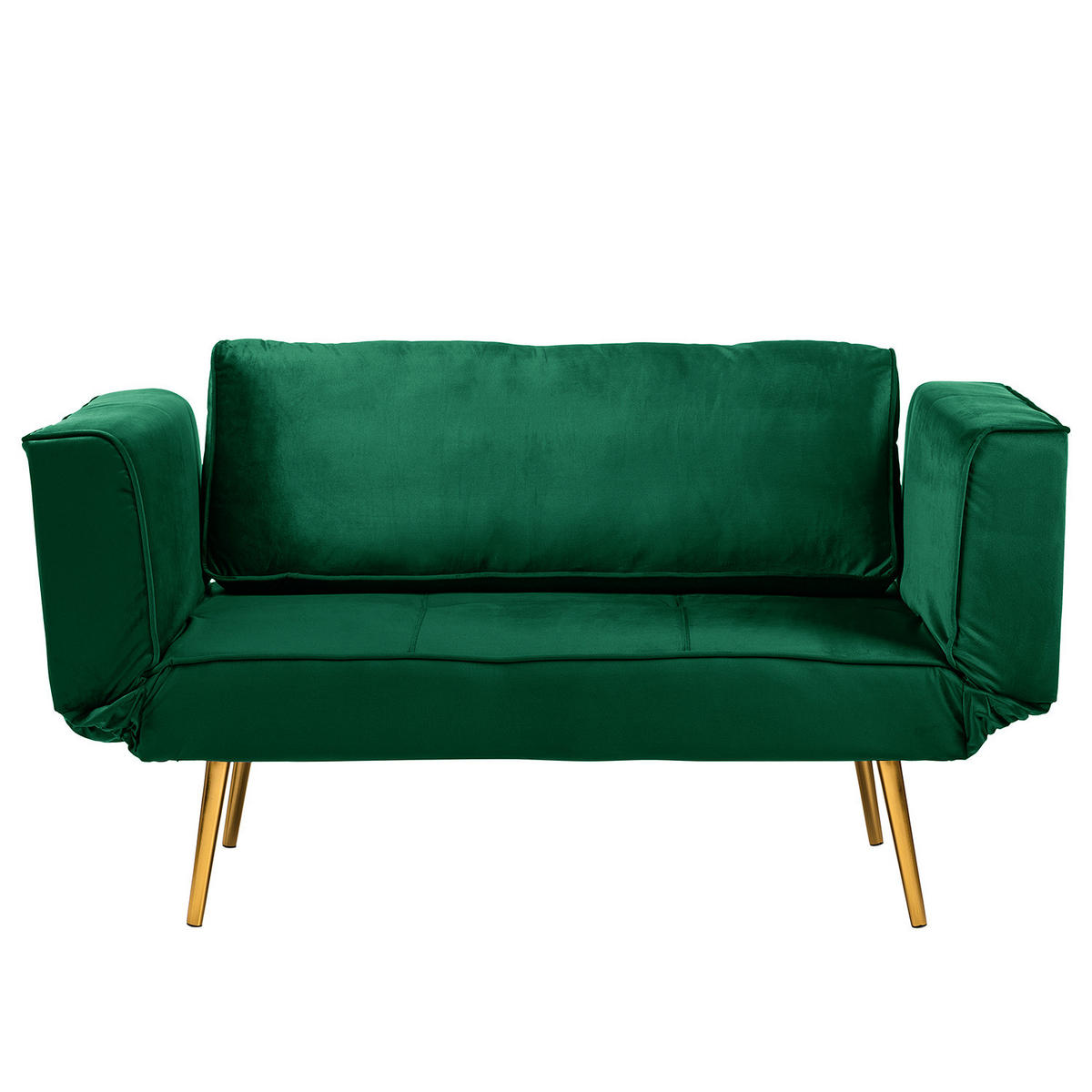 SCHLAFSOFA - Samt - Dunkelgrün/Goldfarben, Textil/Metall (152/74/74cm) - home24