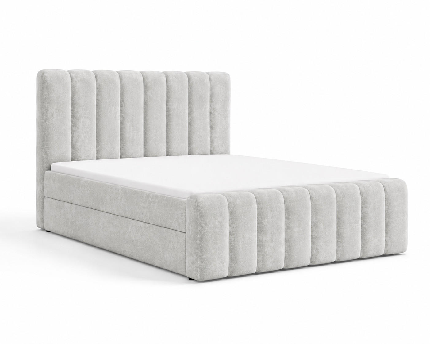 BOXBETT 01 BIS 160 x 200 cm - Vibe - Modernes Polsterbett mit Bettkasten inkl. PU-Schaum-Topper und Federmechanismus - Hellgrau, Holz (160/200cm) - ROYAL24_MARKT