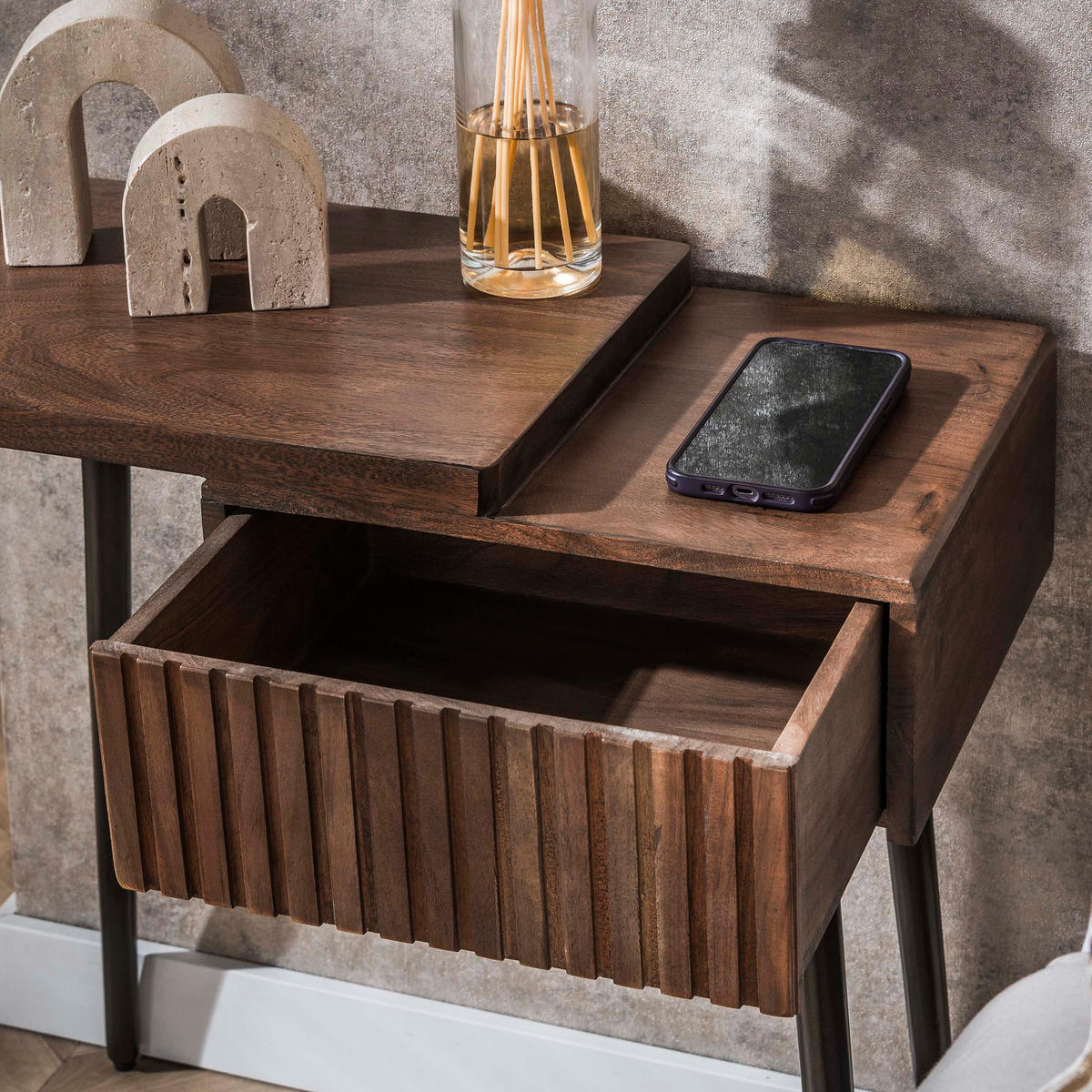 NACHTTISCH Carve - Braun - 30/60/61 cm - Braun, Holz (60/61/30cm) - Hoyz Collection