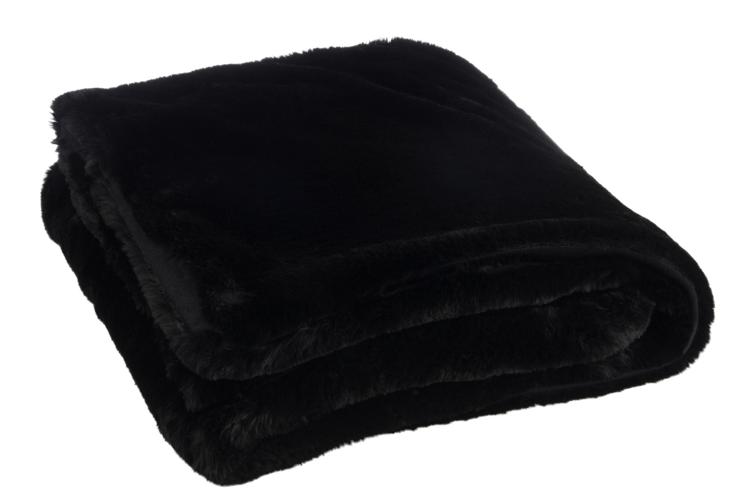 PLAID CUTIE - Plüsch - Schwarz - 180/130/3 cm - Schwarz, Textil (130/180cm) - J-Line
