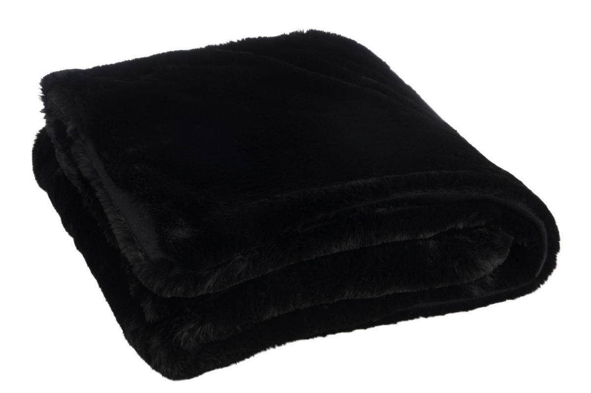 PLAID CUTIE - Plüsch - Schwarz - 180/130/3 cm - Schwarz, Textil (130/180cm) - J-Line