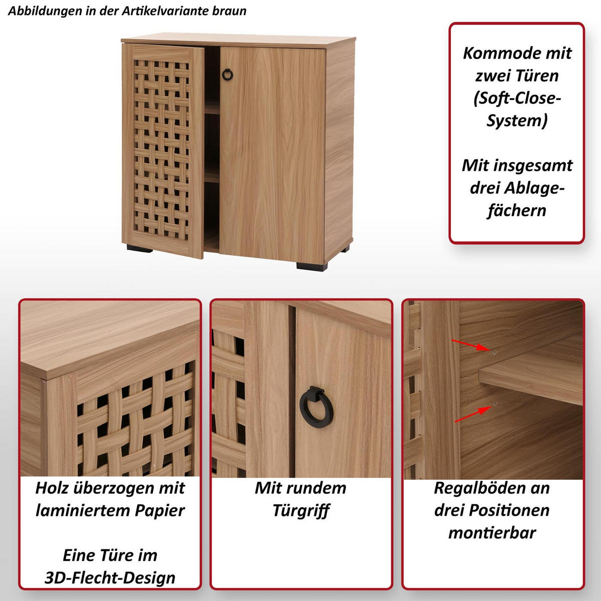 KOMMODE Braun - Braun, Holz (80/82/37cm) - MCW