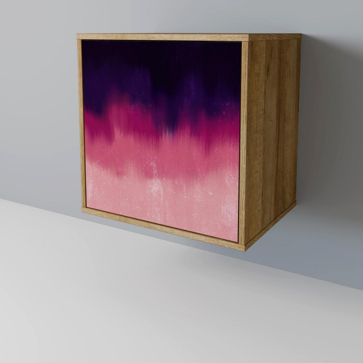 SIDEBOARD AURORA BOREALIS, Eichefarben, 57,5x42x67,5 cm, Schwarze Metall-Rahmenfüße - Eichefarben/Multicolor, Holzwerkstoff/Metall (57.5/67.5/42cm) - SpaceRebels