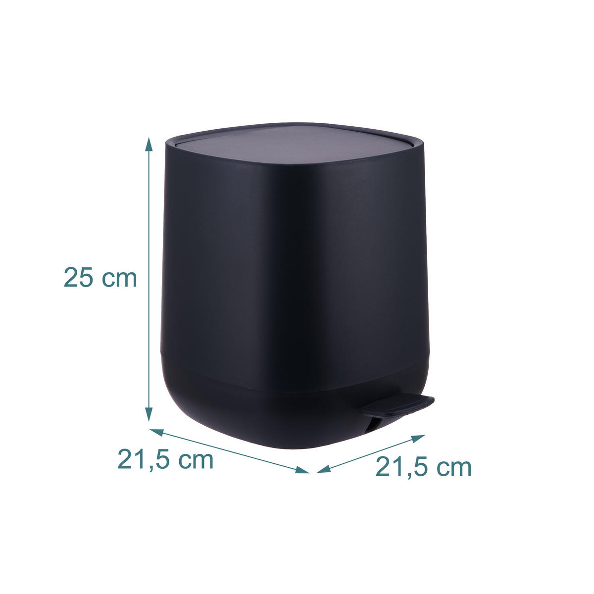 BAD-MÜLLEIMER - Schwarz, Kunststoff/Metall (21.5/25/21.5cm) - Relaxdays