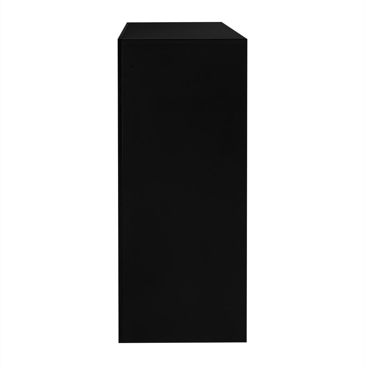 BUFFET 95x35x83 Schwarz Hochglanz Glasregale Schranktür - Schwarz, Holzwerkstoff (35/83/95cm) - FLIEKS