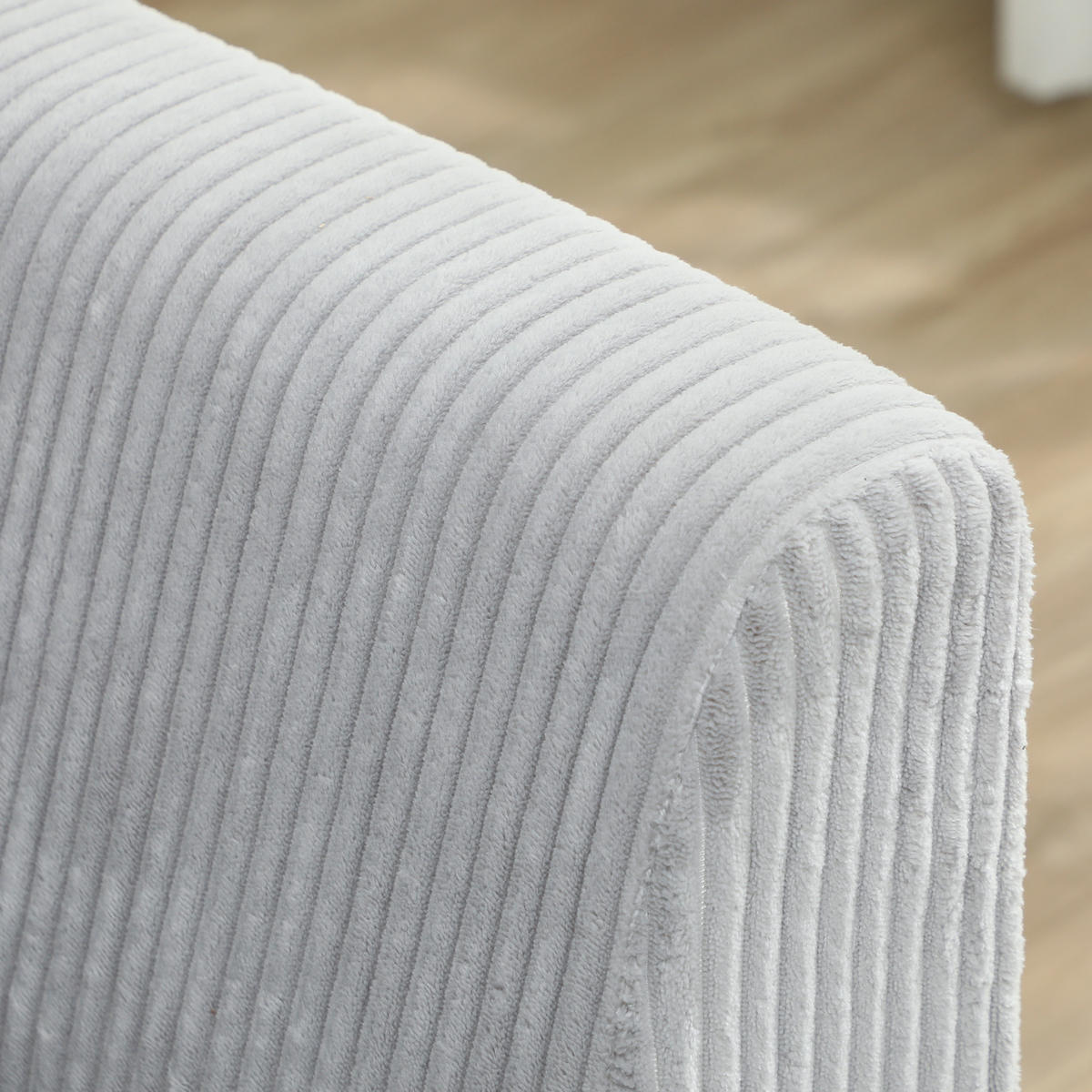 3-SITZER-SOFA DE-06574 Cordoptik & gepolsterte Armlehnen Hellgrau - Hellgrau, Holz/Textil (80/86/188cm) - ComfortXL