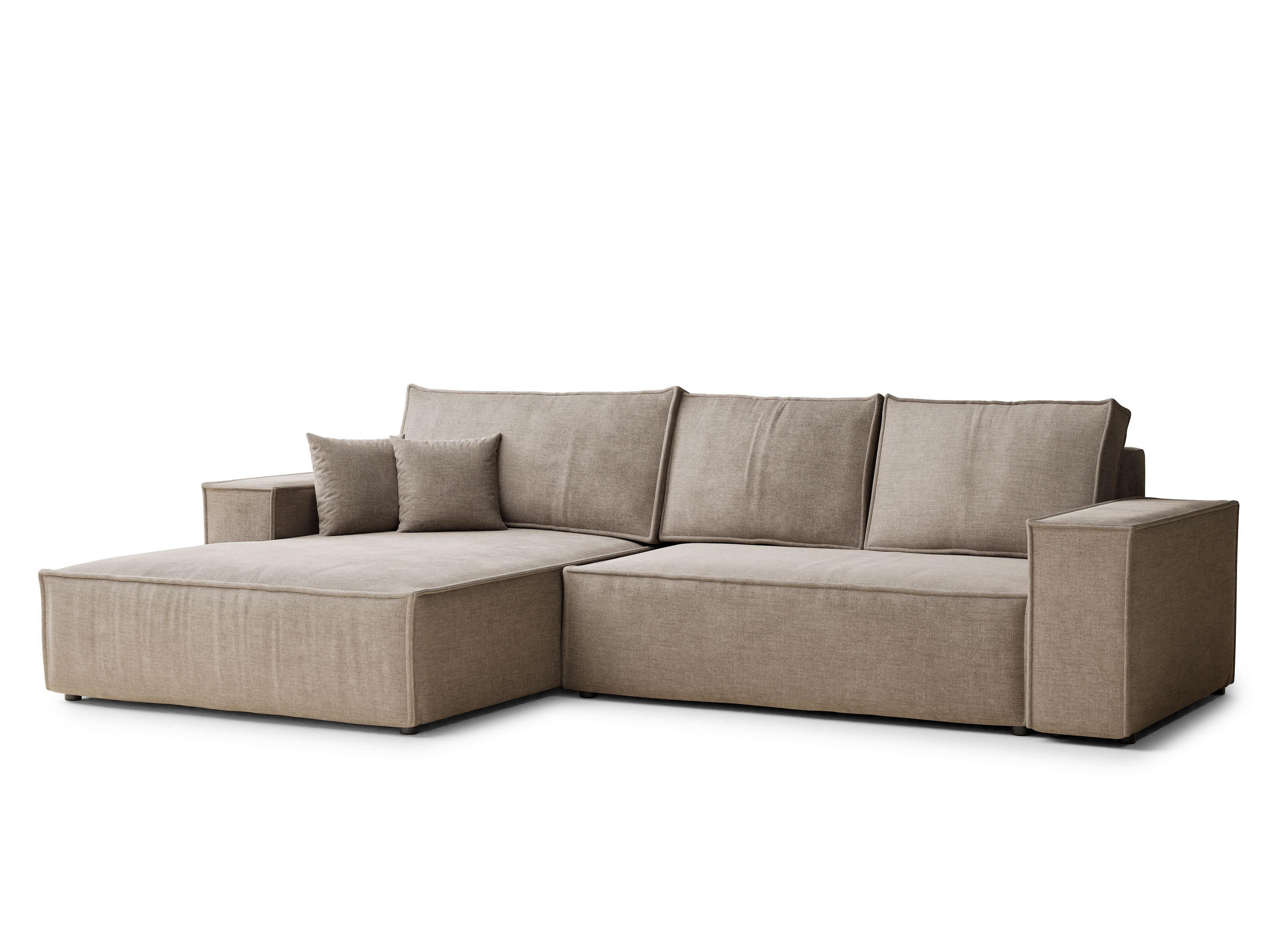 ECKSOFA Maze Grau braun Chenille-Stoff - Links Seite - Graubraun/Schwarz, Holz/Holzwerkstoff (185/294cm) - Maison de Reve