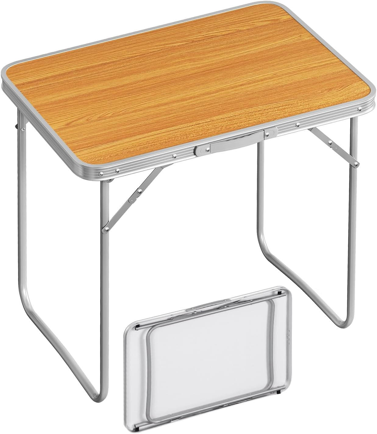 CAMPINGTISCH mit Griff Klappbar 70 x 50 x 60 cm Eiche - Eichefarben, Metall (70/50/60cm) - Woltu