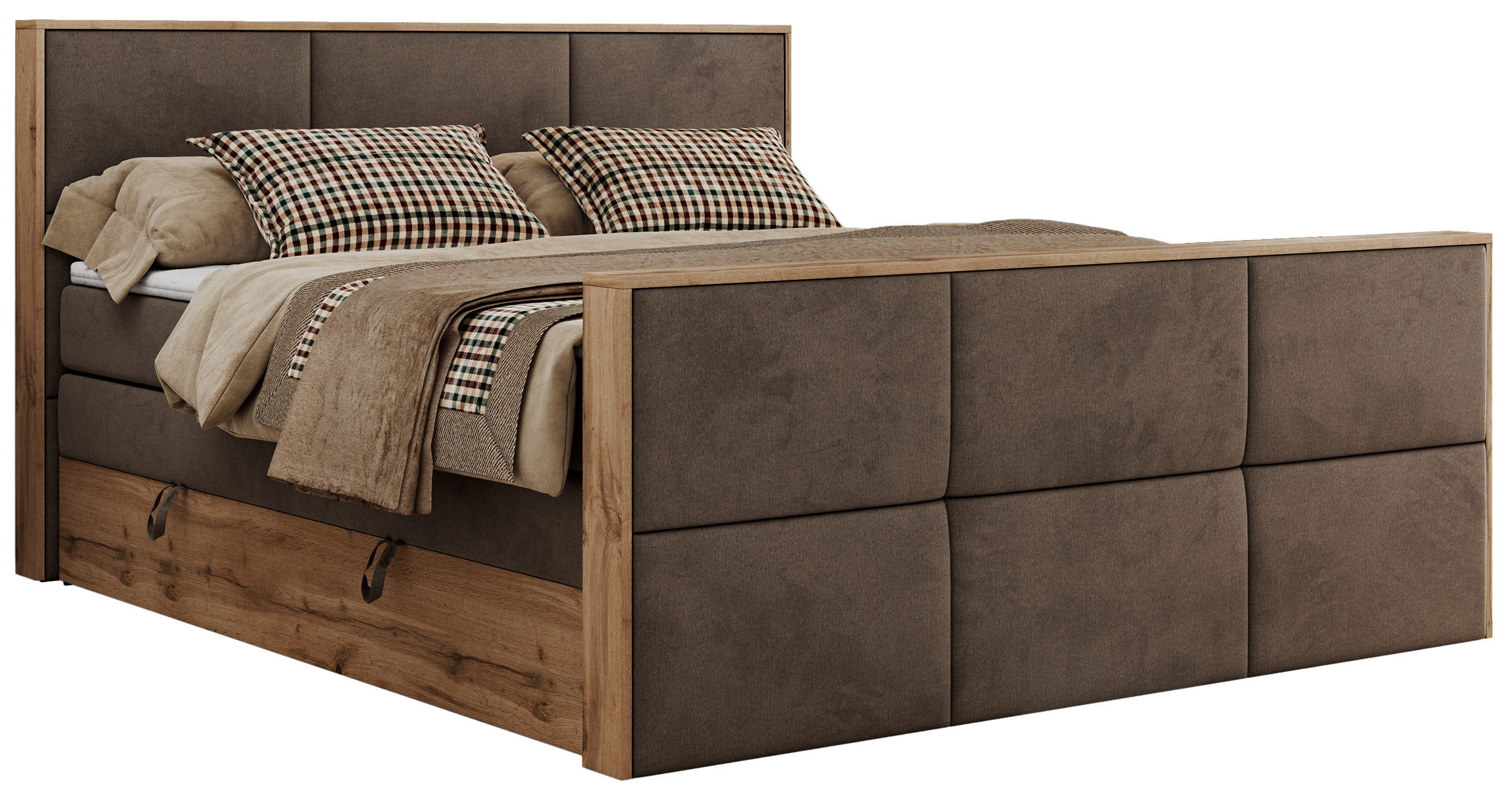 MKS POSTEL BOXSPRING ALBERO 2 KING DUO 200/200 - Hnědá Samet - H3