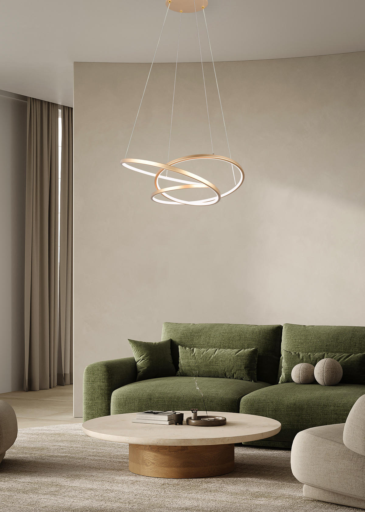 HÄNGELAMPE DARVIN - Gold - 0/0/150 cm - Goldfarben, Metall (64/64/150cm) - Trio Leuchten