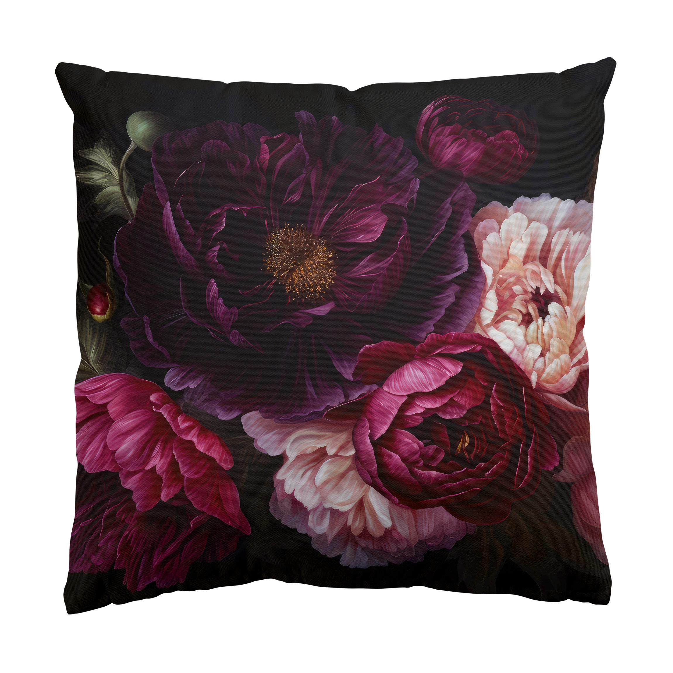 KISSENBEZUG Dunkle purpurne Blüten 50/50 cm - Violett, Textil (50/50cm) - Bilderwelten