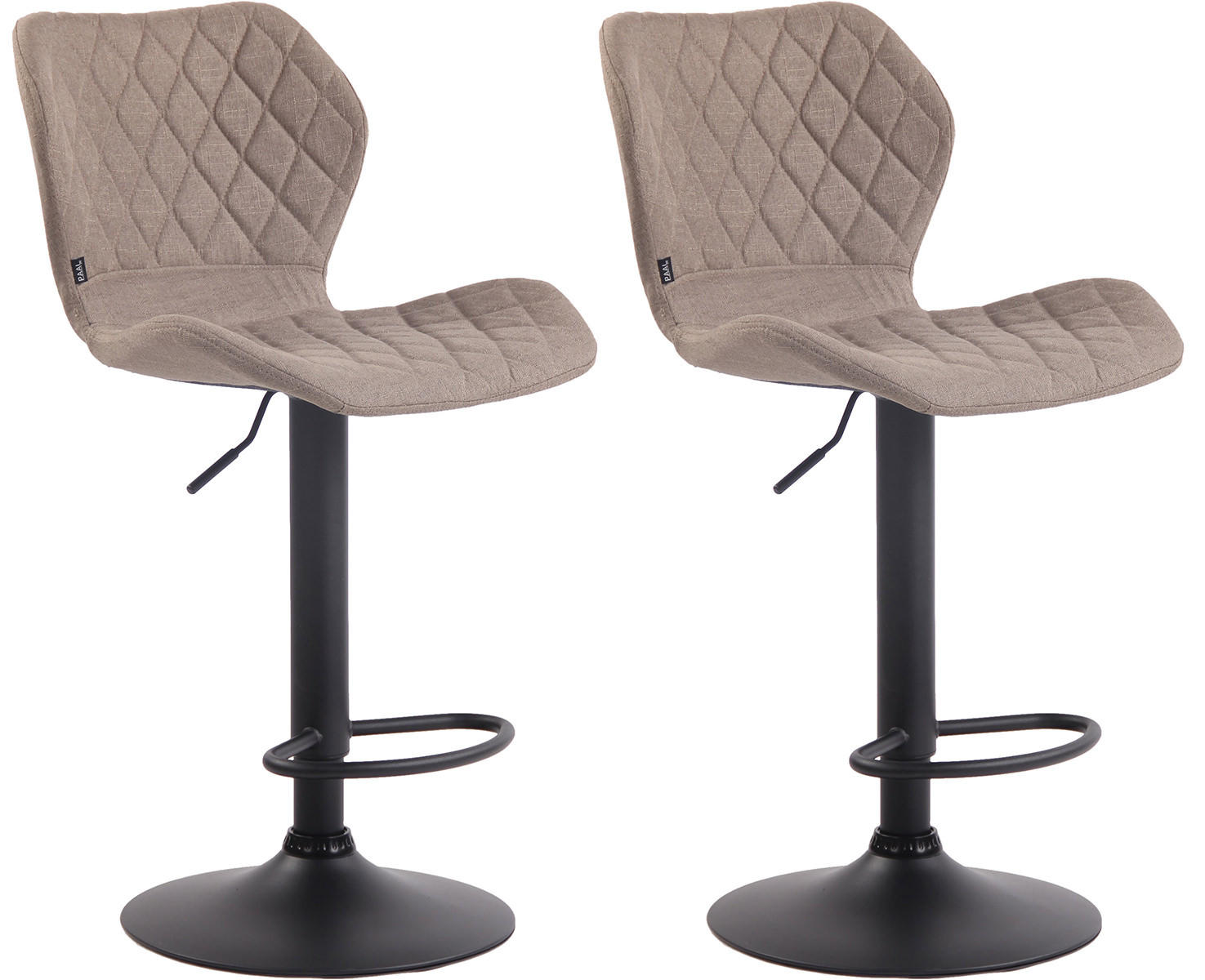 BARHOCKER 2er Set Stoff taupe - Taupe/Schwarz, Textil/Metall (47/88/51cm) - CLP