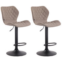 BARHOCKER 2er Set Stoff taupe - Taupe/Schwarz, Textil/Metall (47/88/51cm) - CLP