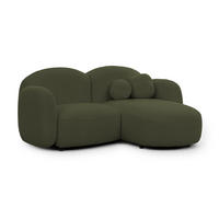 ECKSOFA Nuvola mit abgerundetem Design Grün Bouclé-Stoff - Ottomane Rechts - Schwarz/Grün, Holz/Kunststoff (190/146cm) - S-Style Möbel