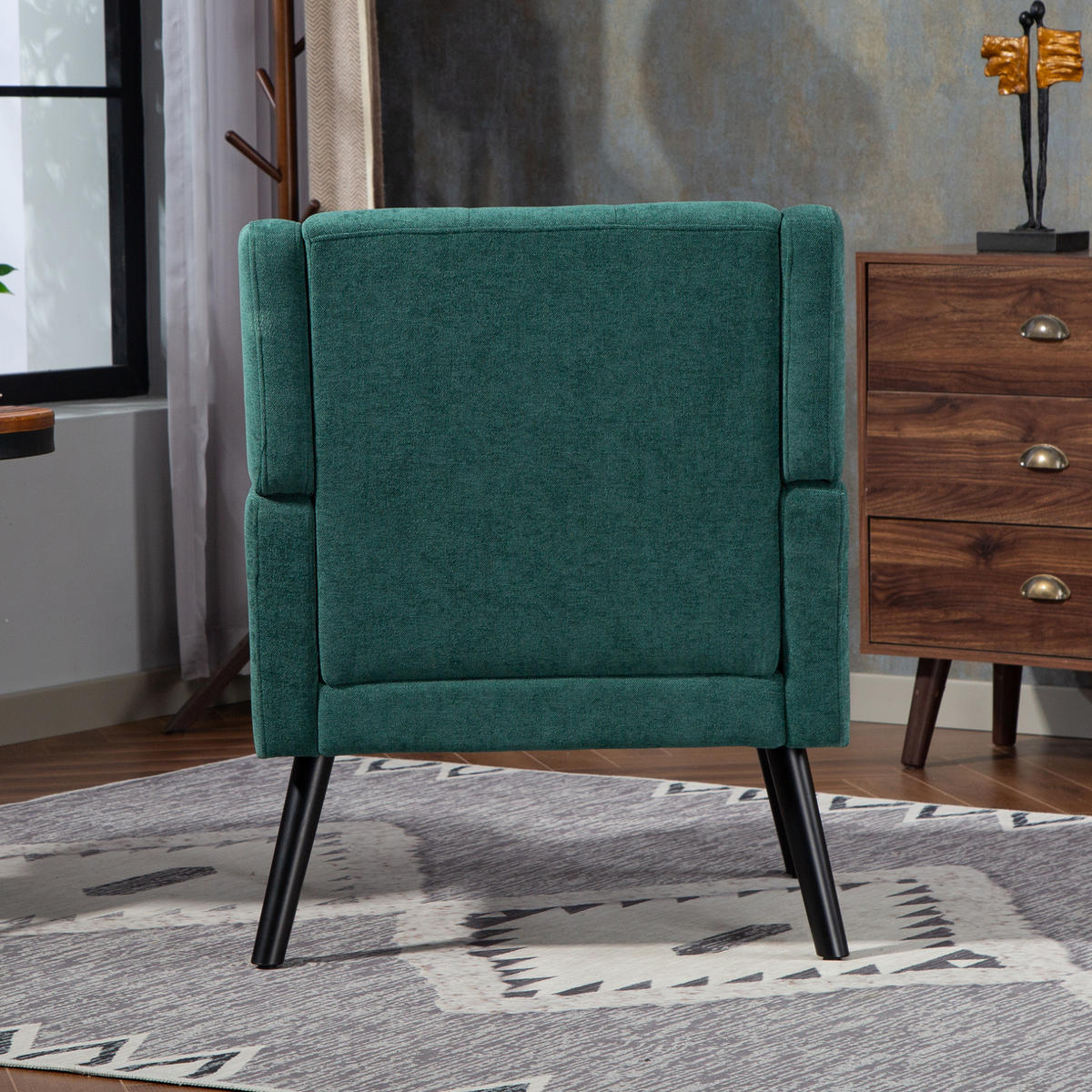 SESSEL in Retro-Grün mit Tufting und Massivholzbeinen,76/68/88 cm - Waldgrün, Textil (76/88/68cm) - Flora Grace