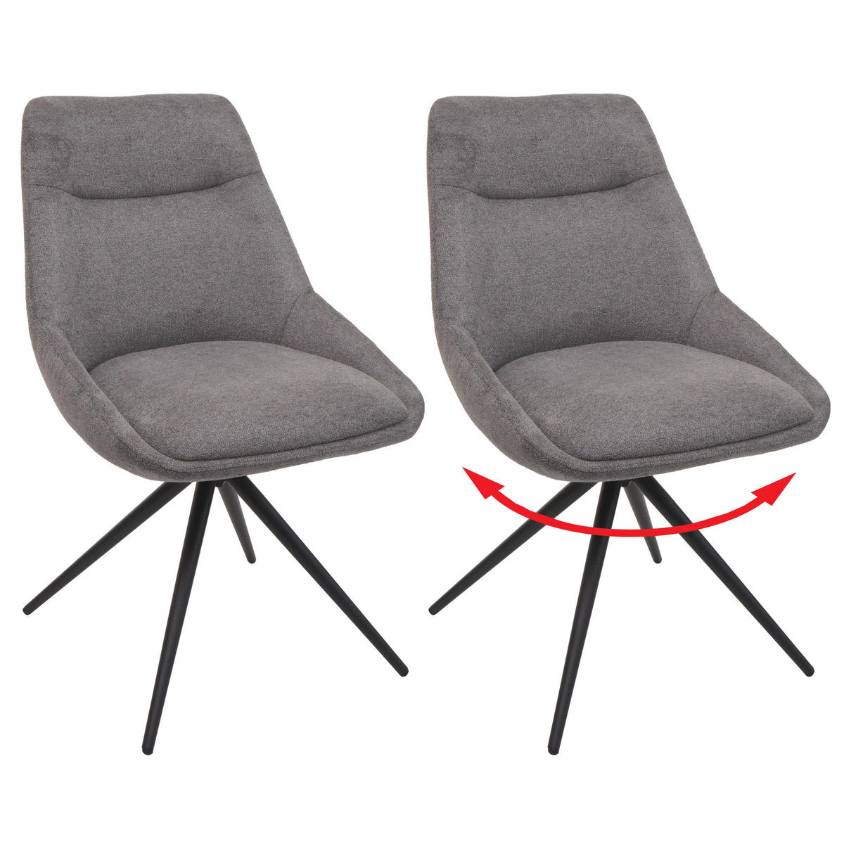 ESSZIMMERSTUHL Grau 2er-Set - Grau, Textil (51/86/60cm) - MCW