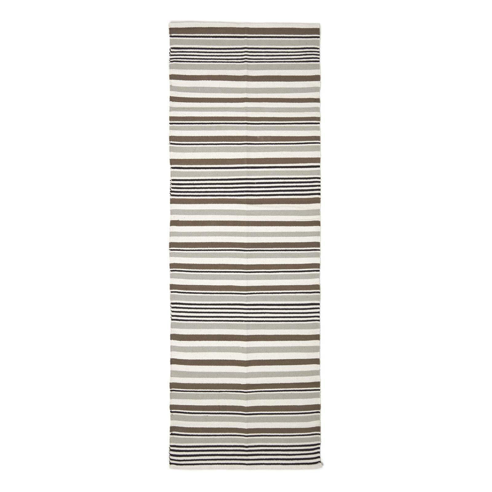 FLACHWEBETEPPICH-LÄUFER Baumwolle gestreift 66/200 cm - Grau, Textil (66/200cm) - Homescapes