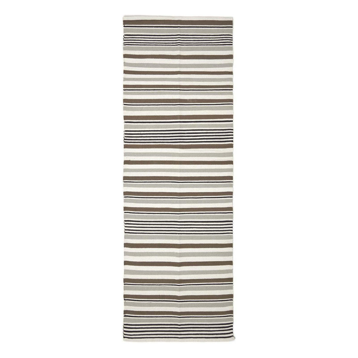 FLACHWEBETEPPICH-LÄUFER Baumwolle gestreift 66/200 cm - Grau, Textil (66/200cm) - Homescapes
