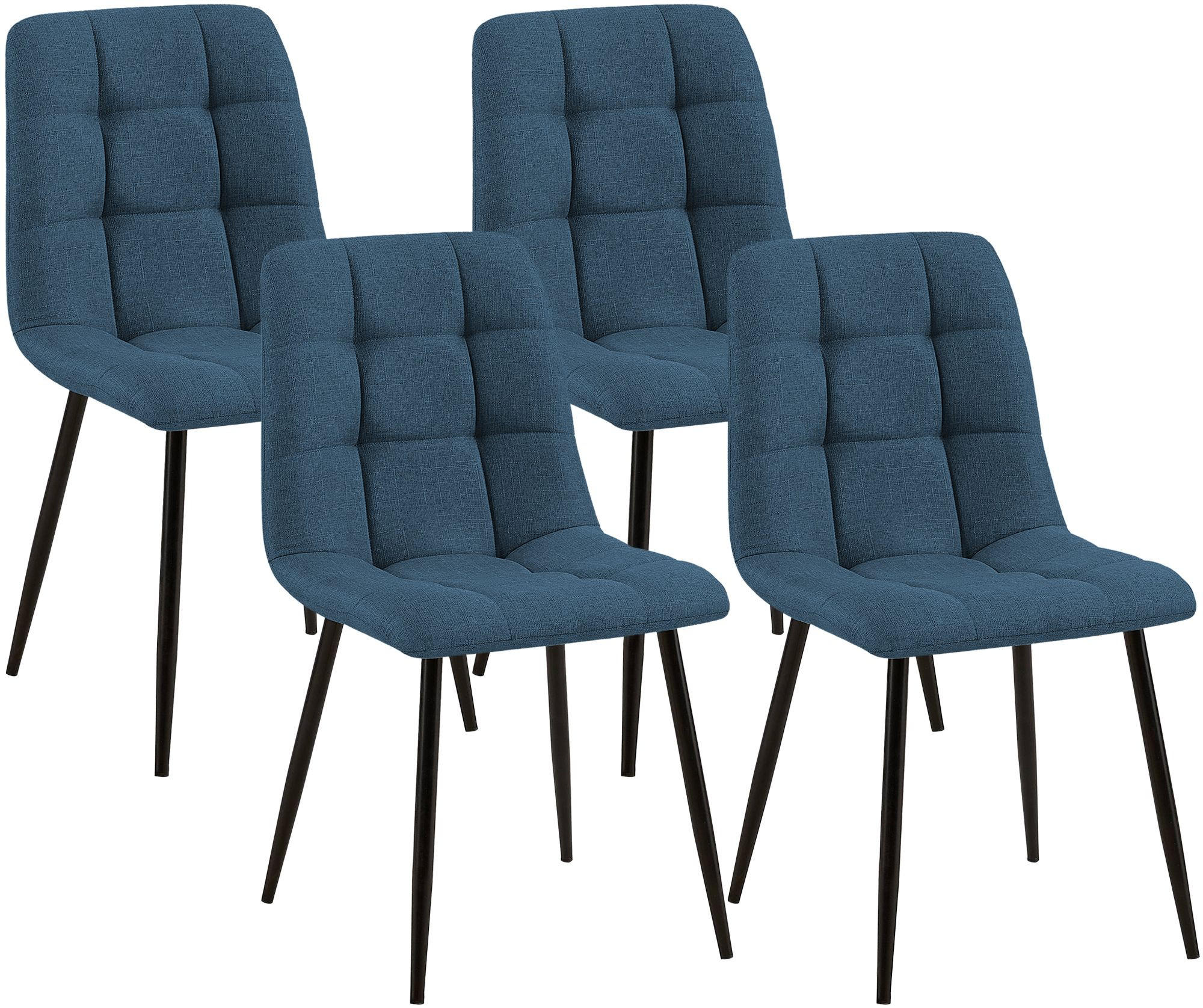STUHL 4er Set Stoff Blau - Blau/Schwarz, Textil/Metall (45/84/55cm) - CLP