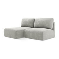ECKSOFA mit Schlaffunktion links Chenille Stoff Grau - Hellgrau/Schwarz, Kunststoff/Textil (149/210cm) - Makamii