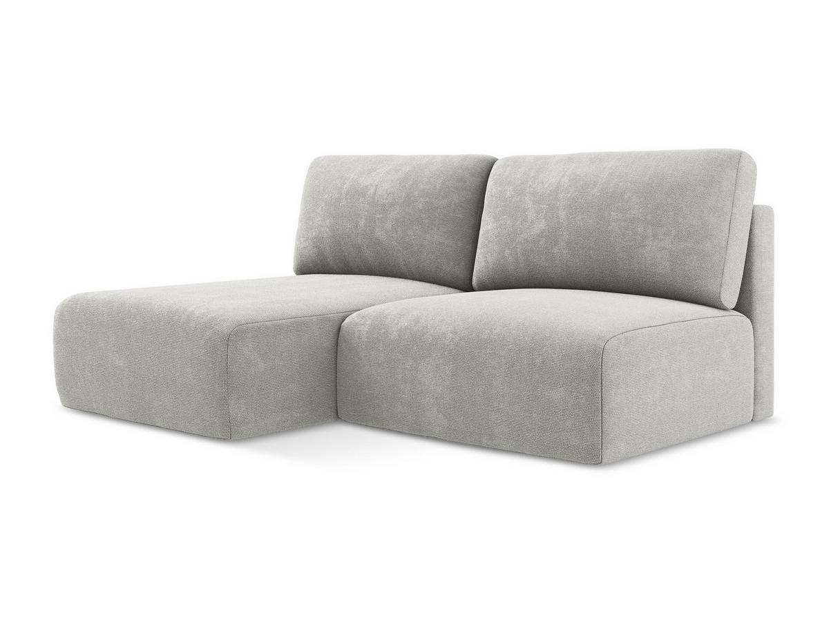 ECKSOFA mit Schlaffunktion links Chenille Stoff Grau - Hellgrau/Schwarz, Kunststoff/Textil (149/210cm) - Makamii