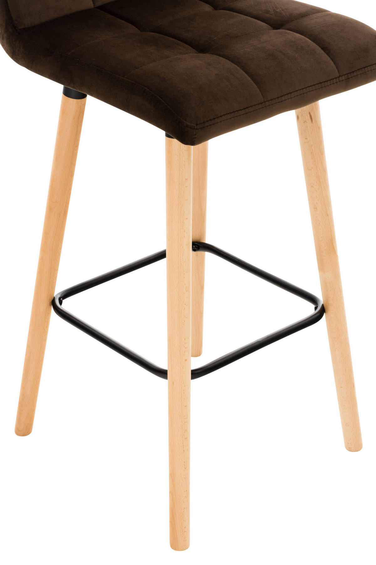 BARHOCKER Samt Braun - Eukalyptusholzfarben/Braun, Holz/Textil (42/94/49cm) - CLP