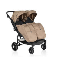 GESCHWISTERKINDERWAGEN TwinGo braun Getränkehalter, Fußabdeckung, Hinterradbremse - Braun, Textil/Metall (102/78/106cm) - Moni
