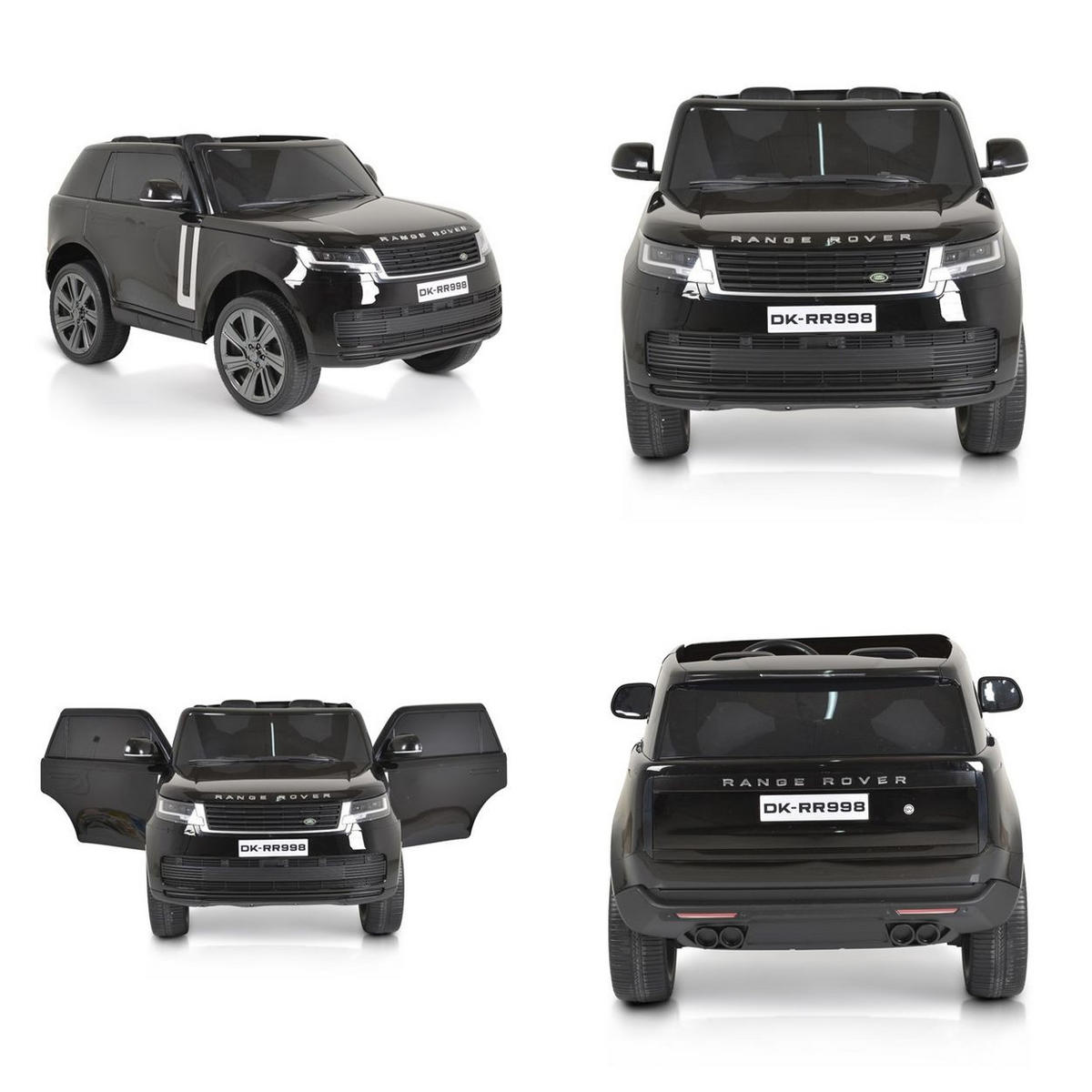 ELEKTROAUTO Range Rover SUV metallic schwarz SUV metallic Fernbedienung Gurt EVA-Reifen - Schwarz, Kunststoff (131/81/60cm) - Moni
