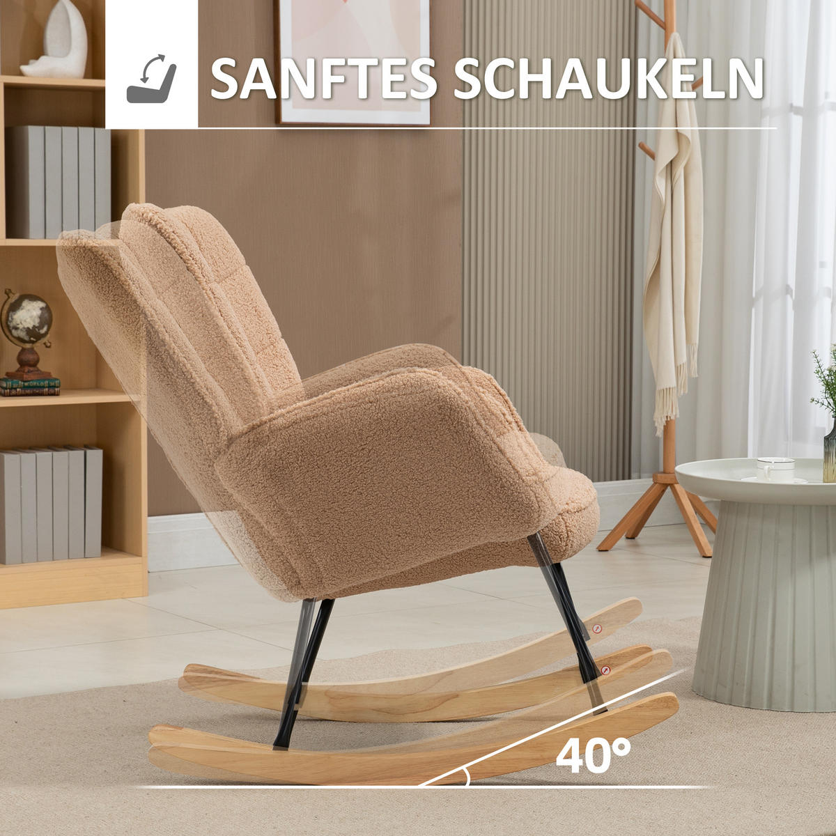 SCHAUKELSTUHL Sessel Relaxsessel bis 120 kg, Polyester, Braun 98x71x101cm - Braun, Kunststoff (98/101/71cm) - HOMCOM