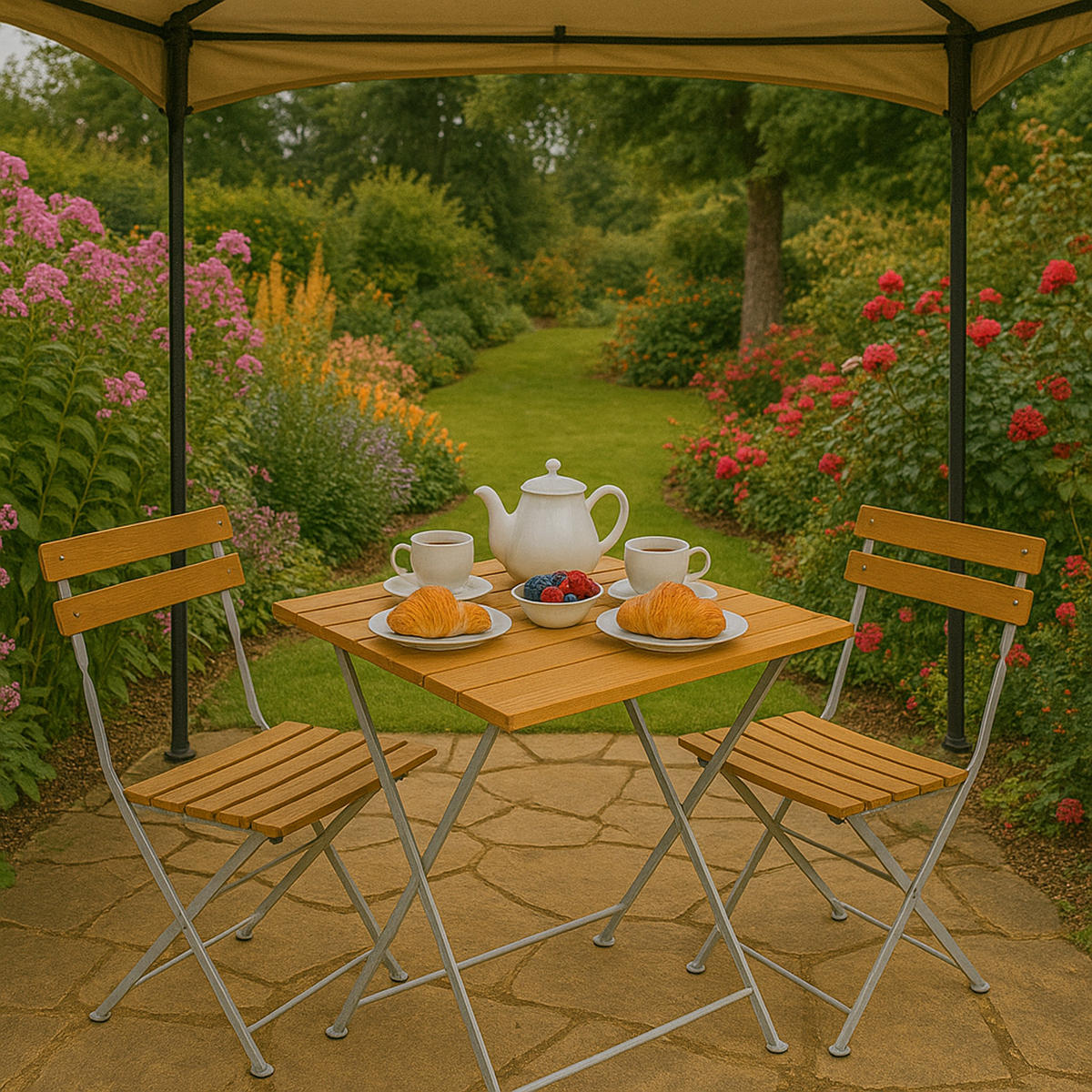 KLAPPTISCH Bad Belzig aus Robinienholz 70x70 cm, Stahlgestell Verzinkt - Braun, Holz (70/70/72cm) - TPFGarden