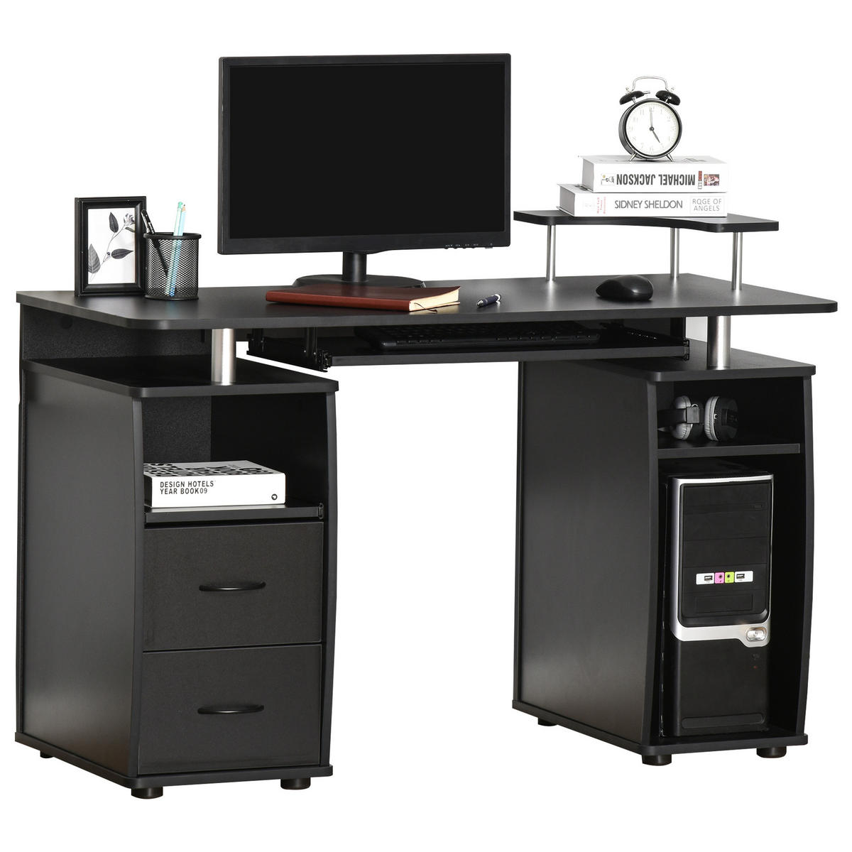 COMPUTERTISCH DE-14960 Schwarz - Schwarz, Holzwerkstoff (55/120/85cm) - ComfortXL