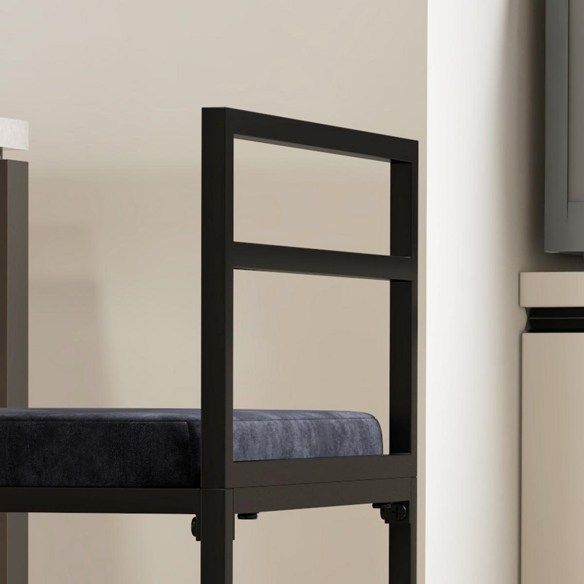 BARHOCKER 2er-Set DE-14728 Samtbezug mit Fußstütze Schwarz - Schwarz, Metall (40/91/42cm) - ComfortXL
